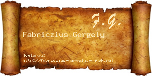 Fabriczius Gergely névjegykártya